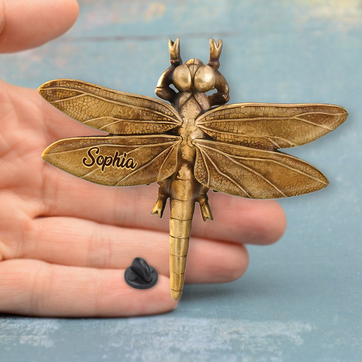 Und ich denke mir: Was für eine wundervolle Welt! – Ich liebe Libellen – Personalisierte Libellen-Anstecknadel