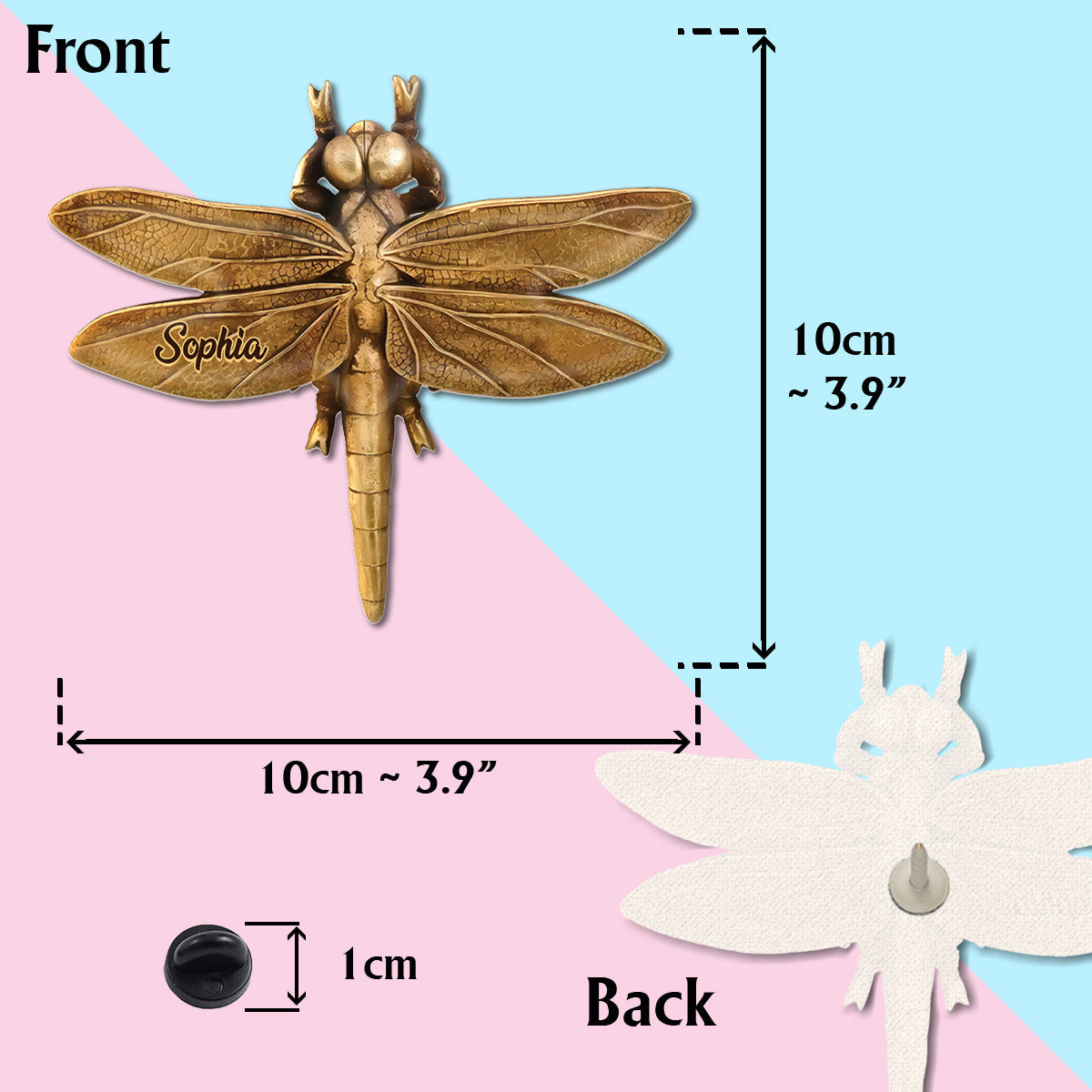 Und ich denke mir: Was für eine wundervolle Welt! – Ich liebe Libellen – Personalisierte Libellen-Anstecknadel