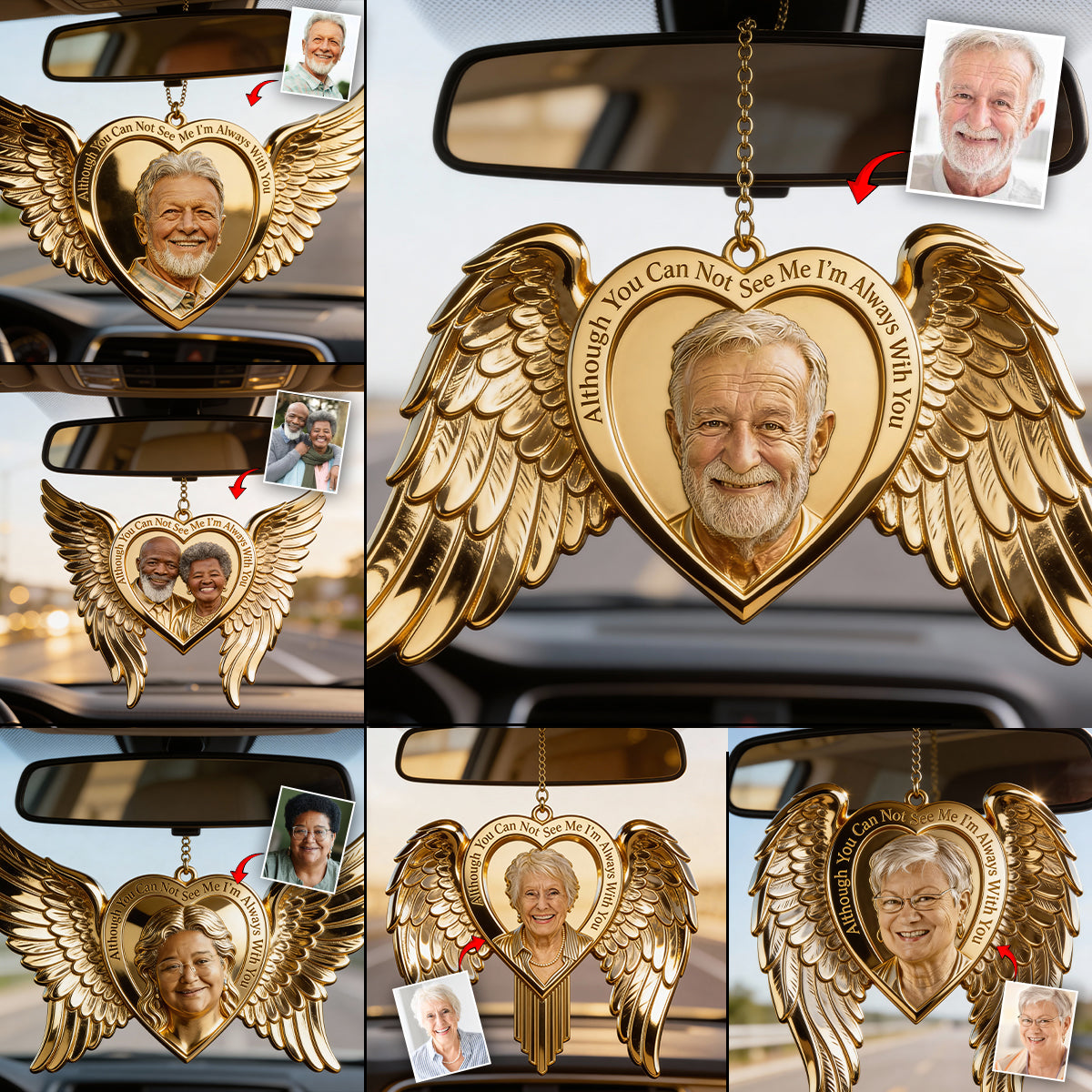 Cadeau commémoratif, Je suis toujours avec toi - Ornement de voiture commémoratif personnalisé
