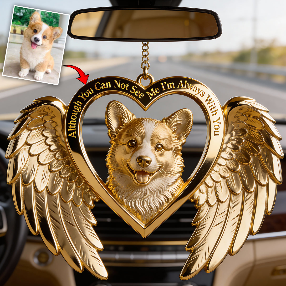 Cadeau commémoratif, Je suis toujours avec toi - Ornement de voiture commémoratif personnalisé