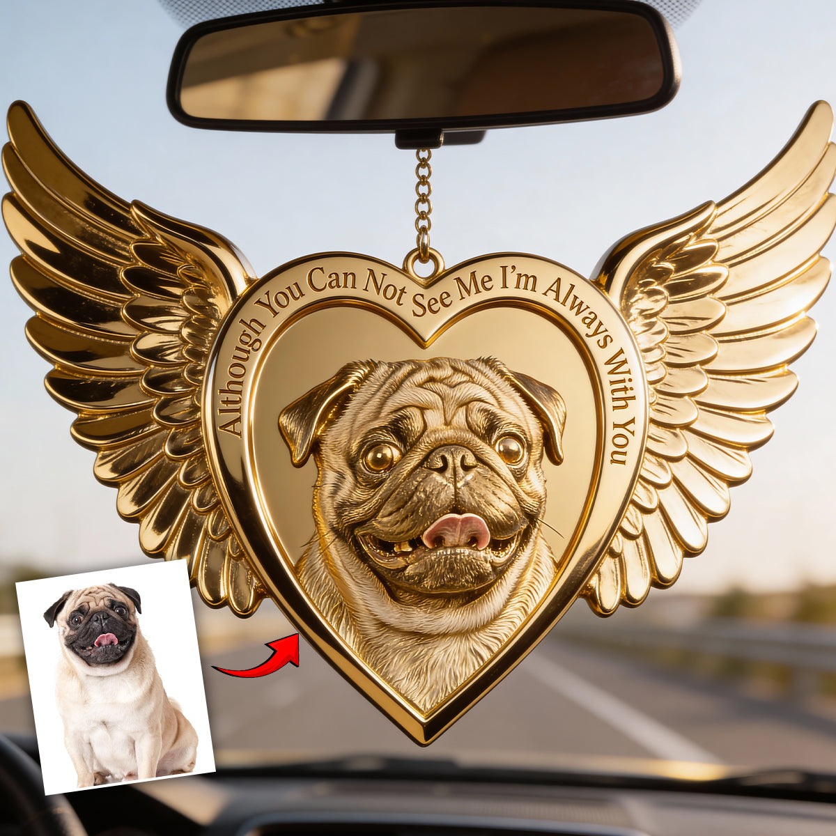 Cadeau commémoratif, Je suis toujours avec toi - Ornement de voiture commémoratif personnalisé