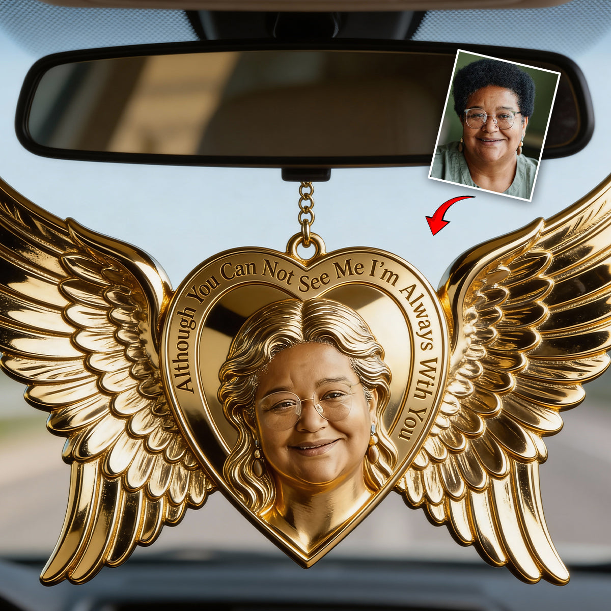 Cadeau commémoratif, Je suis toujours avec toi - Ornement de voiture commémoratif personnalisé