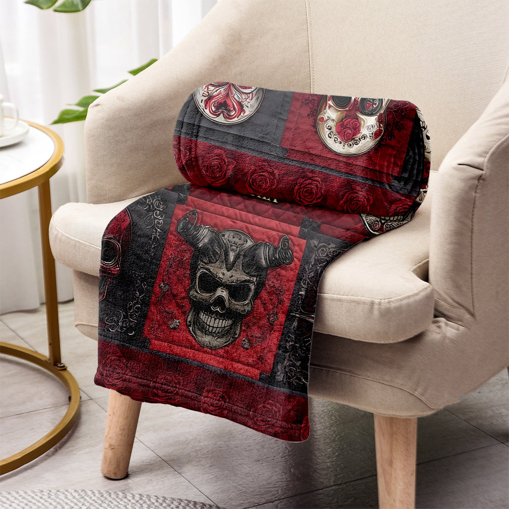 Skull And Rose - Personalized Skull Blanket