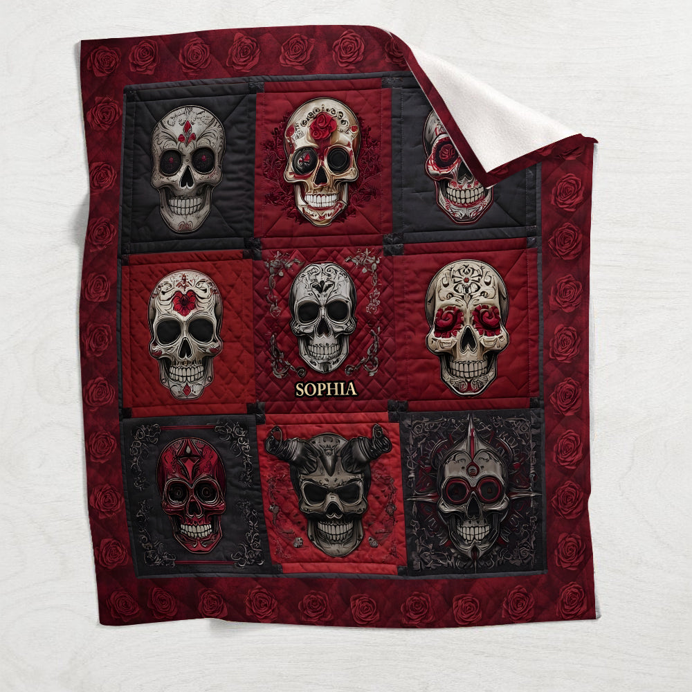 Skull And Rose - Personalized Skull Blanket