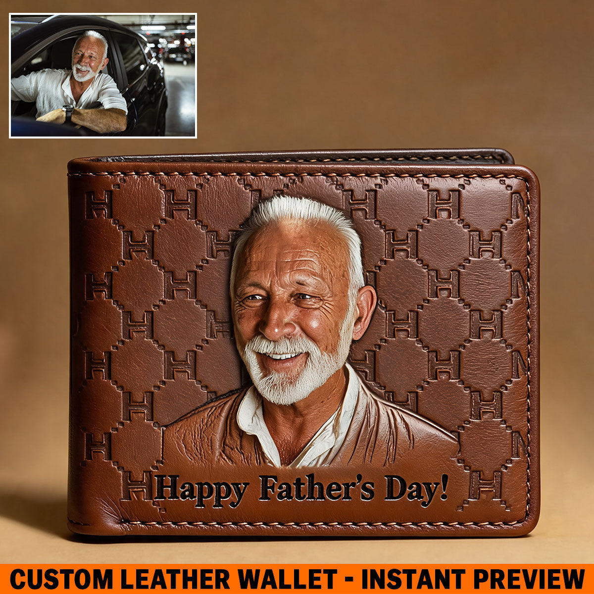 Personalisierte Initialen Monogramm Geschenk für Vater - Leder Geldbörse