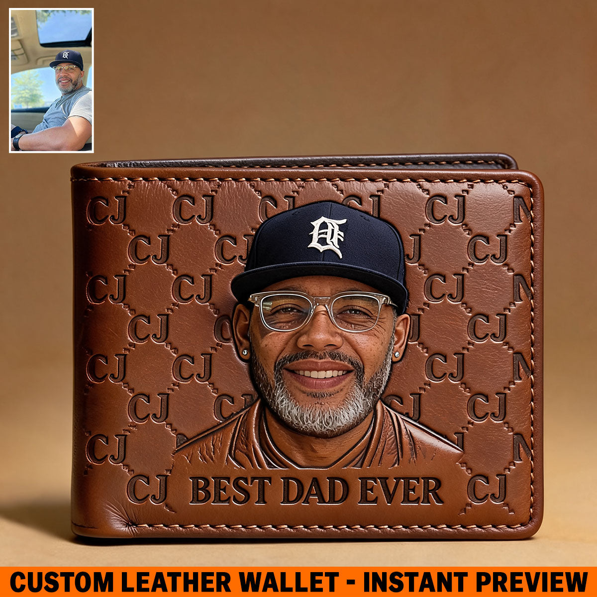 Personalisierte Initialen Monogramm Geschenk für Vater - Leder Geldbörse