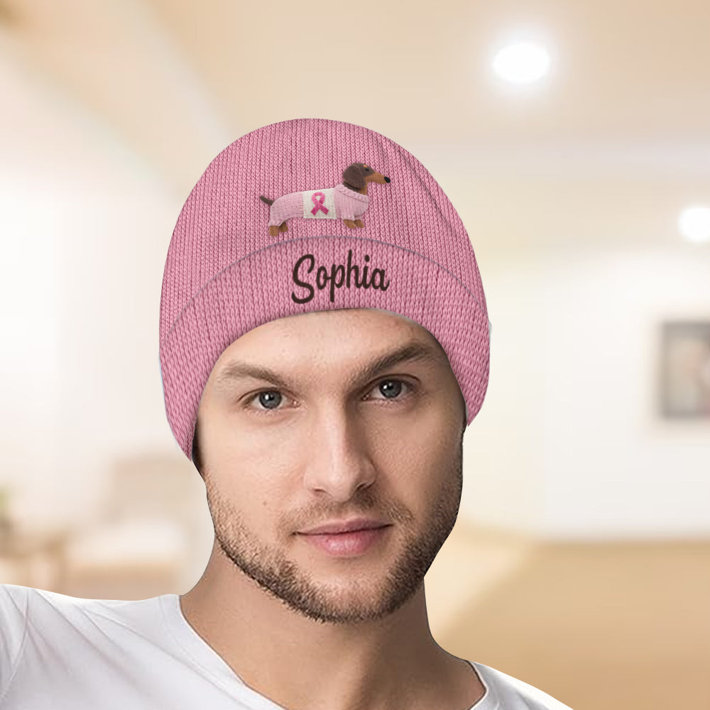 Faith Hope Love - Personalized Breast Cancer Awareness Beanie Hat