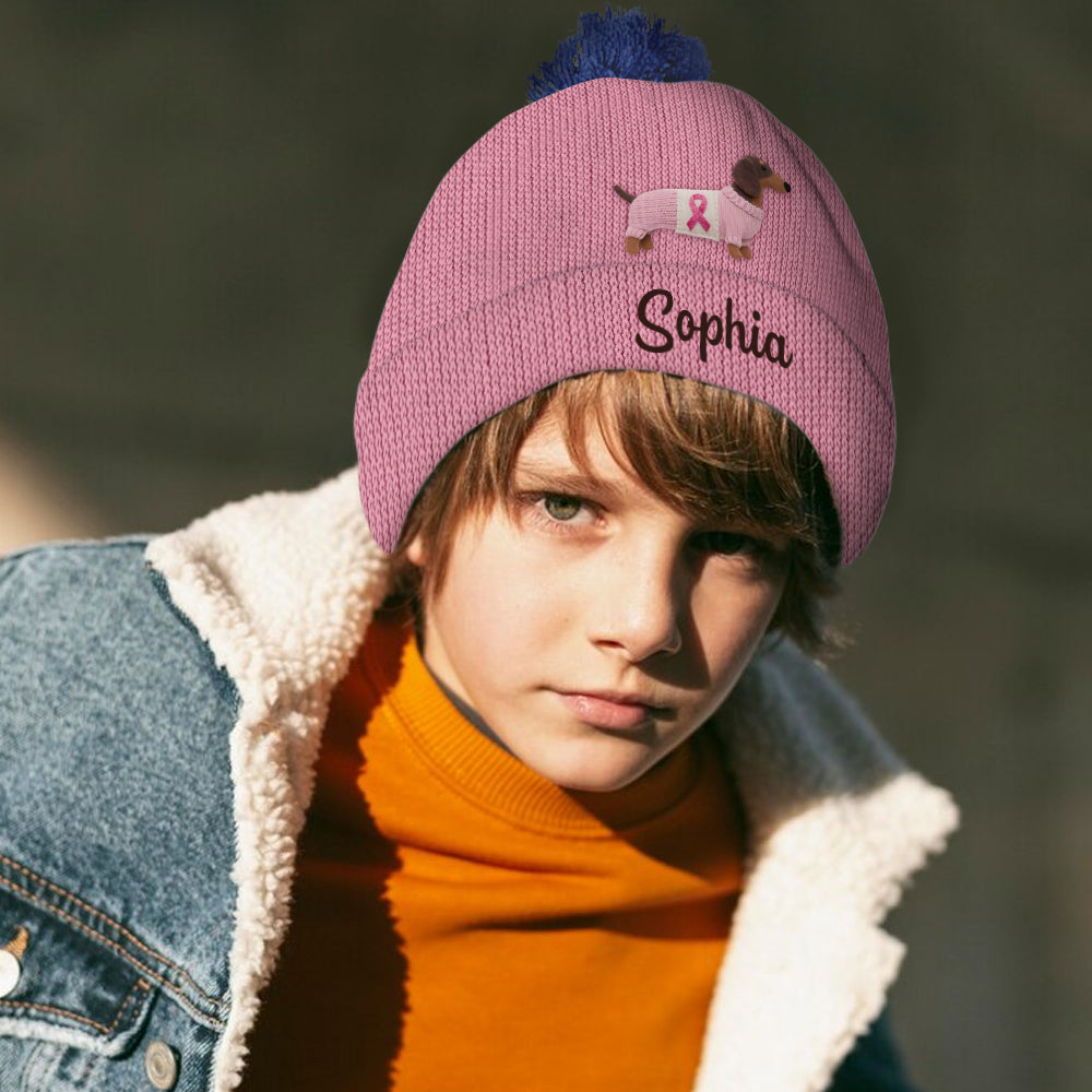 Faith Hope Love - Personalized Breast Cancer Awareness Beanie Hat