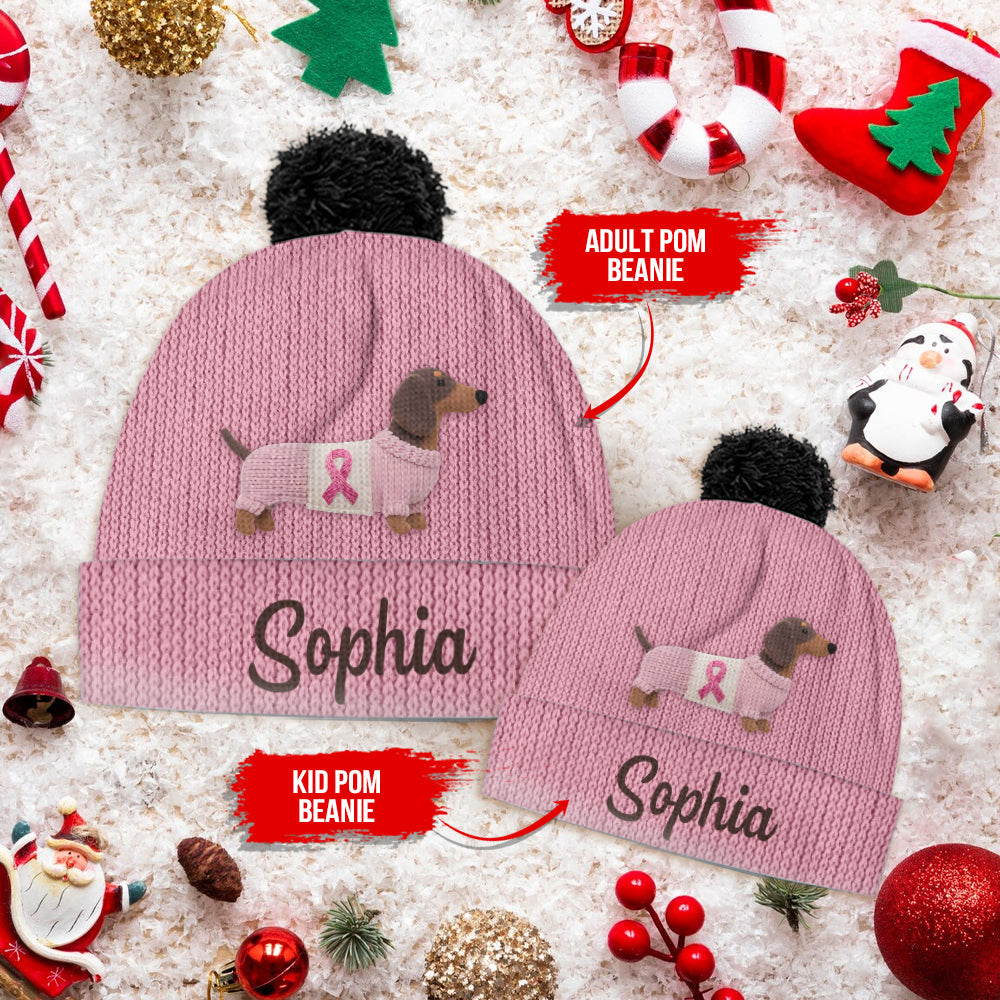 Faith Hope Love - Personalized Breast Cancer Awareness Beanie Hat