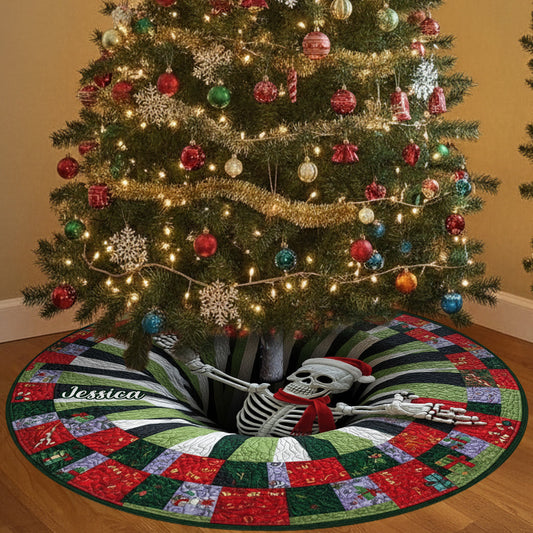 Skull Xmas Quilt Design - Personalized Skull Tree Skirt