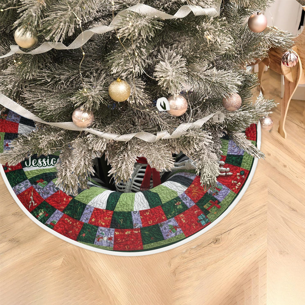 Skull Xmas Quilt Design - Personalized Skull Tree Skirt