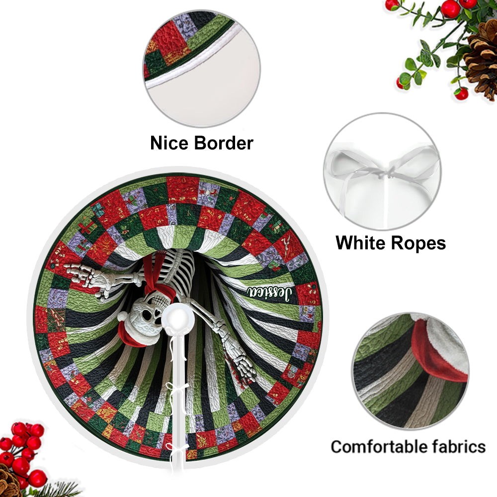 Skull Xmas Quilt Design - Personalized Skull Tree Skirt