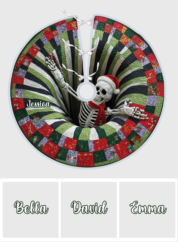 Skull Xmas Quilt Design - Personalized Skull Tree Skirt