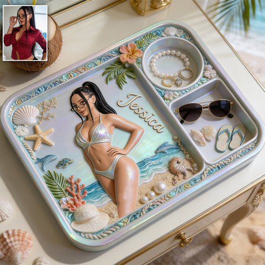 Organisateur de Bijoux pour Amoureux de la Plage - Plateau Personnalisé
