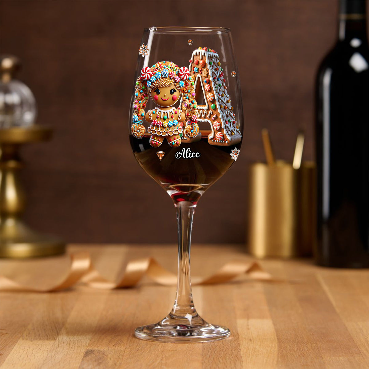 Happy Family - Verre à vin familial personnalisé à longue tige