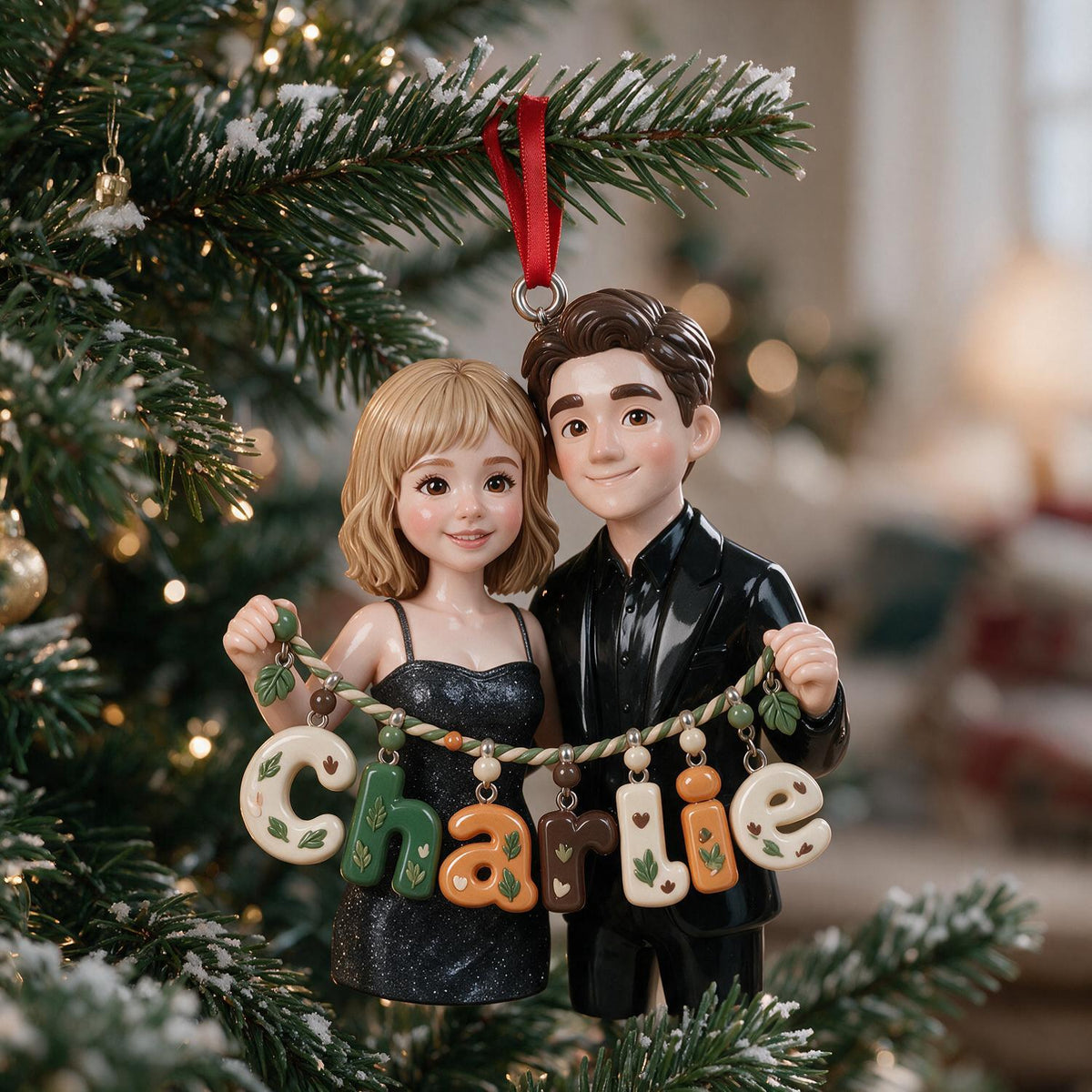 Personalized Christmas Couple Custom Name Acrylic Ornament Holiday Keepsake Gift