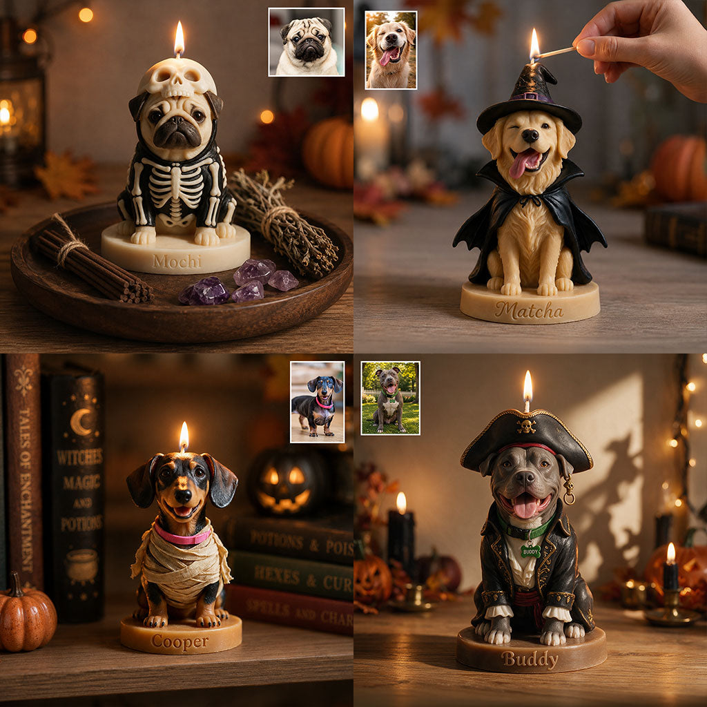 Magic Flame - Personalized Dog Custom Shape Wooden Candle Holder