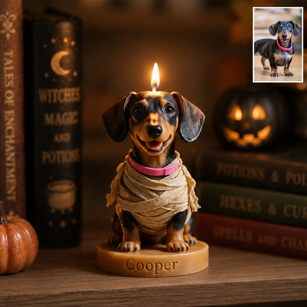 Magic Flame - Personalized Dog Custom Shape Wooden Candle Holder