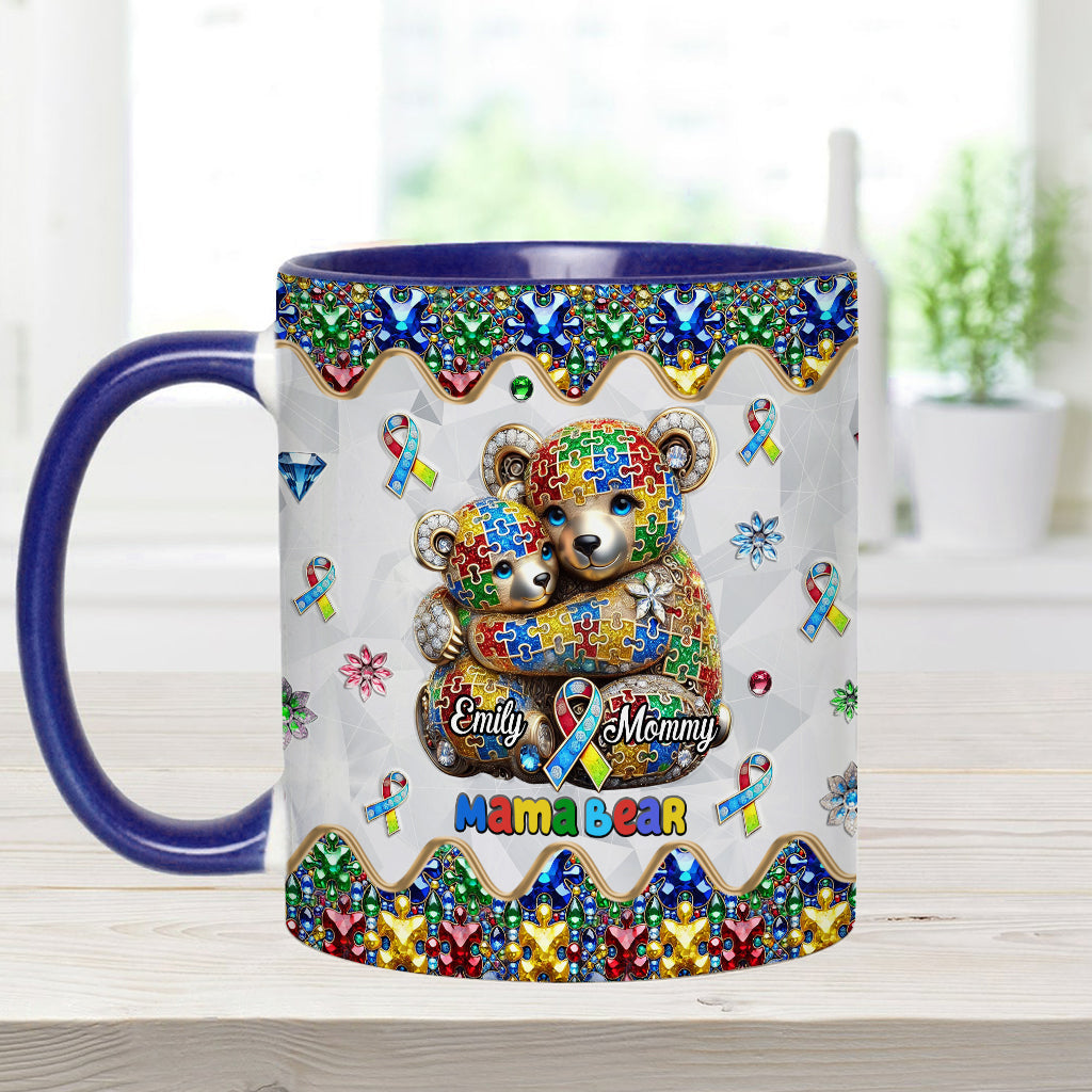 Mama Bear - Personalized Autism Awareness Accent Mug