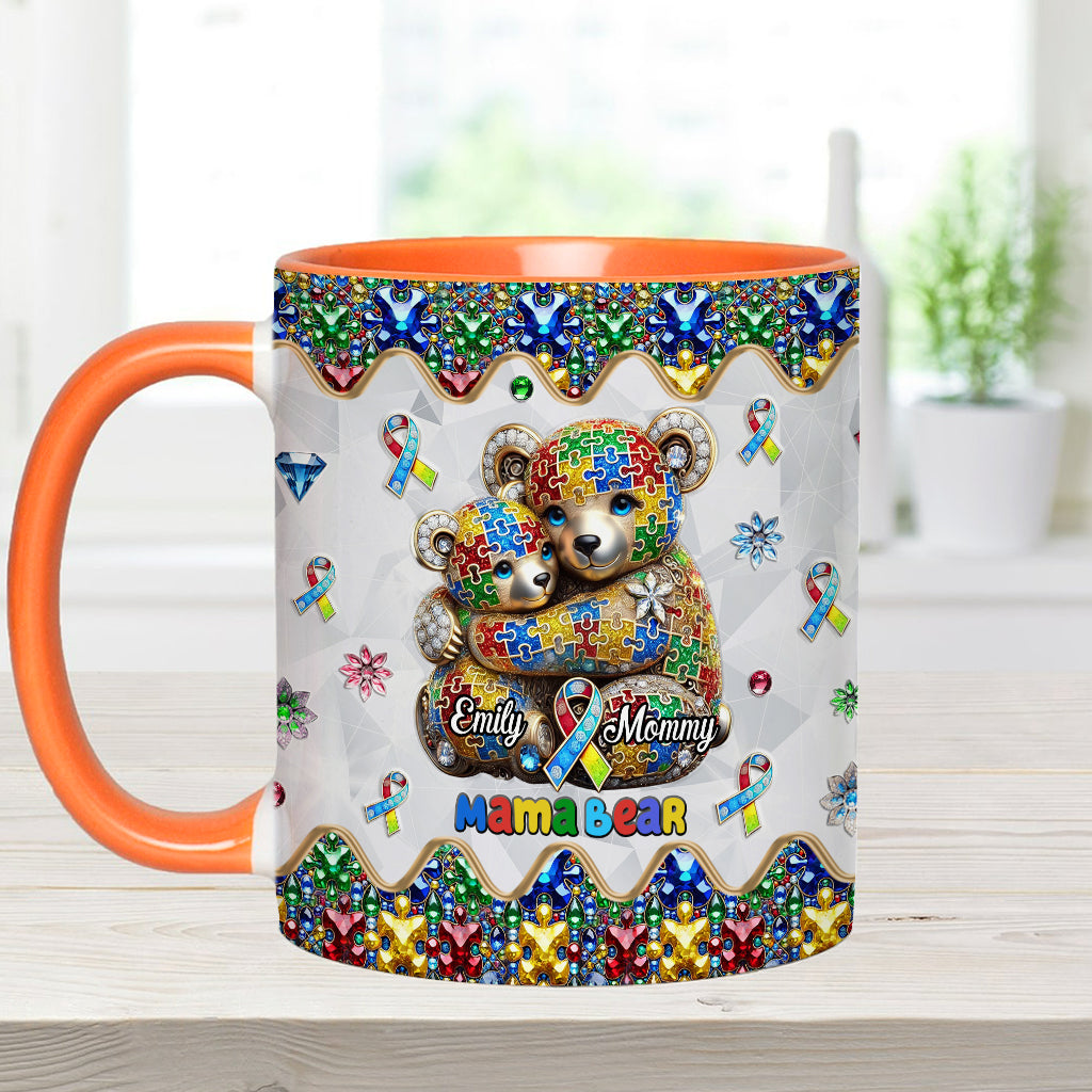 Mama Bear - Personalized Autism Awareness Accent Mug