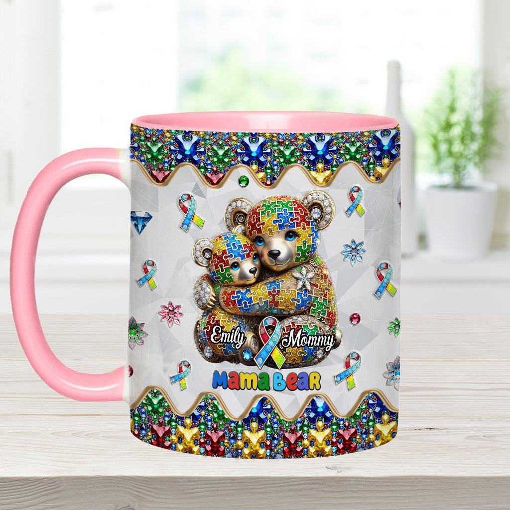 Mama Bear - Personalized Autism Awareness Accent Mug