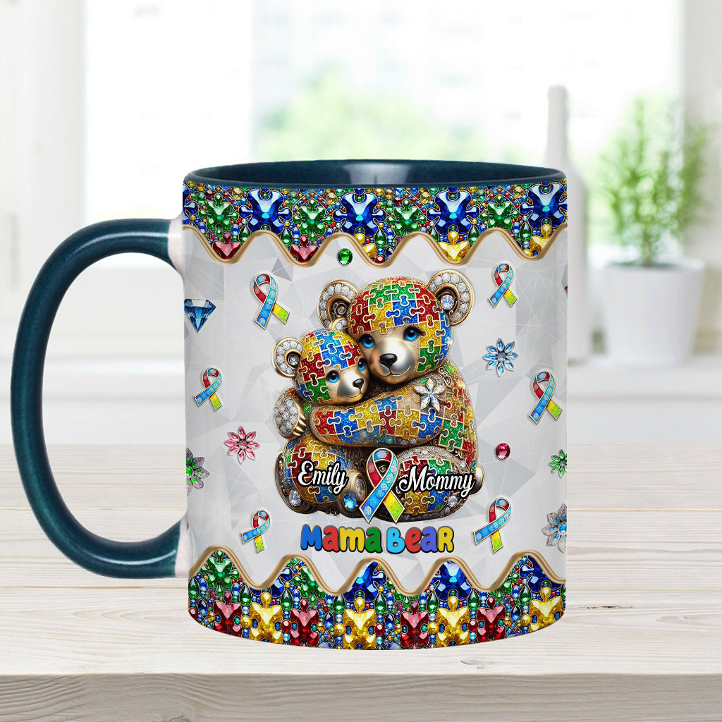 Mama Bear - Personalized Autism Awareness Accent Mug