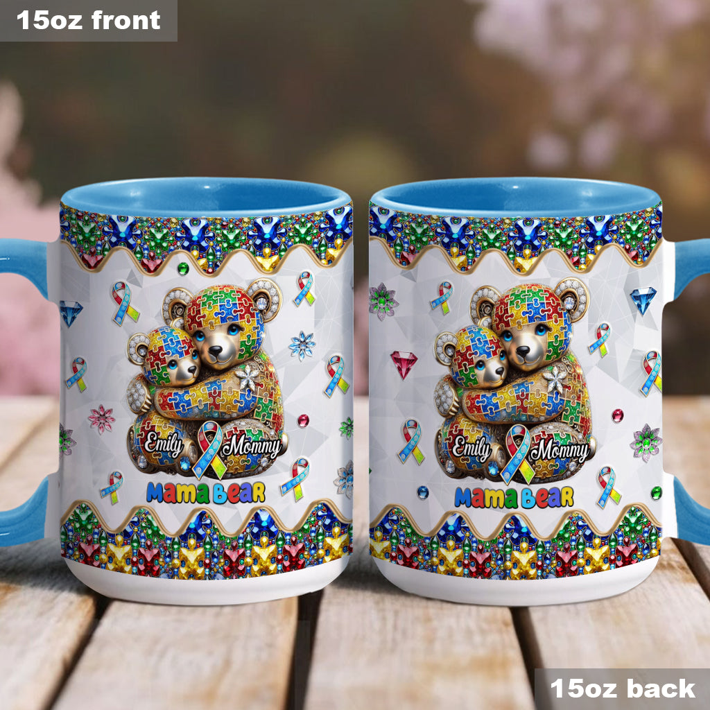 Mama Bear - Personalized Autism Awareness Accent Mug