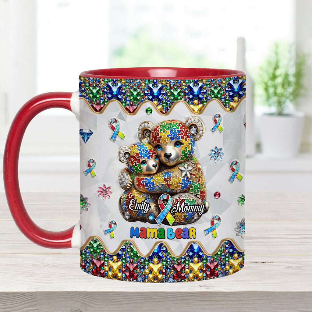 Mama Bear - Personalized Autism Awareness Accent Mug