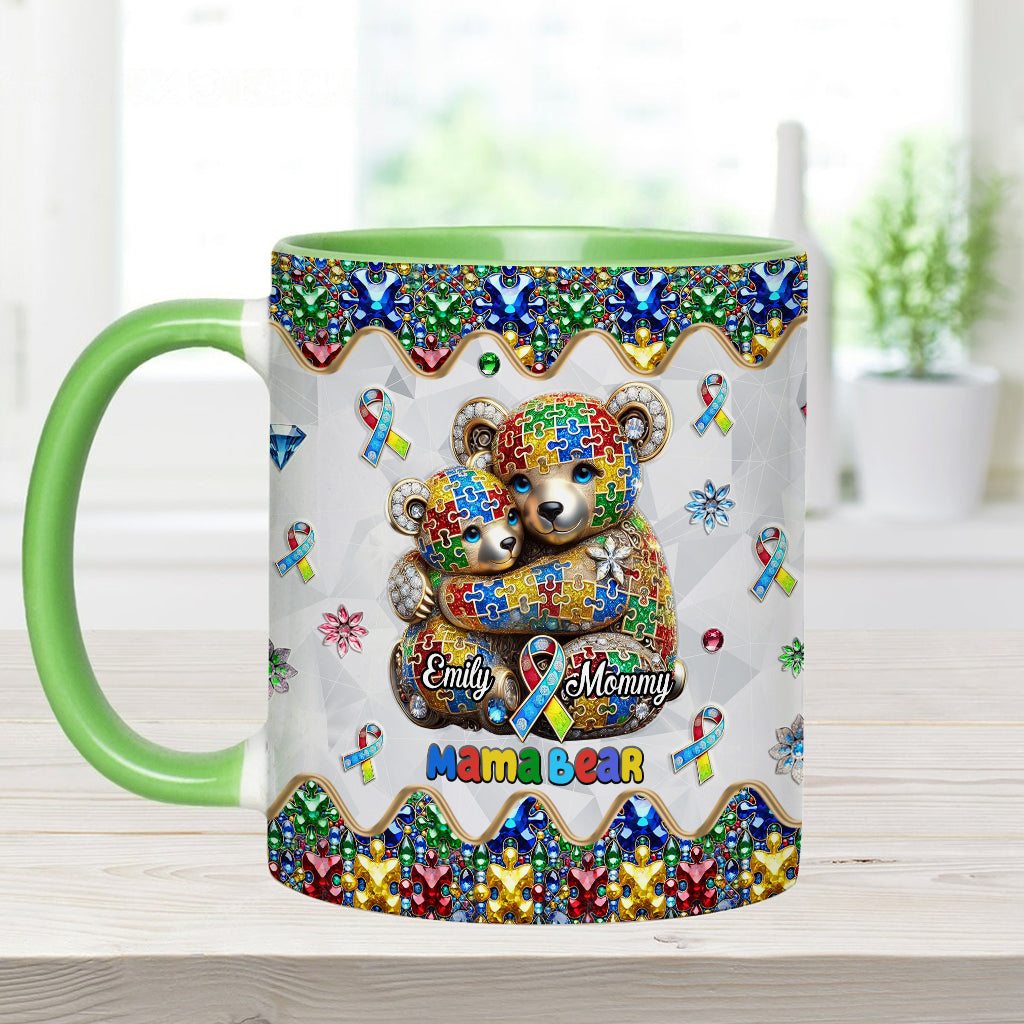 Mama Bear - Personalized Autism Awareness Accent Mug