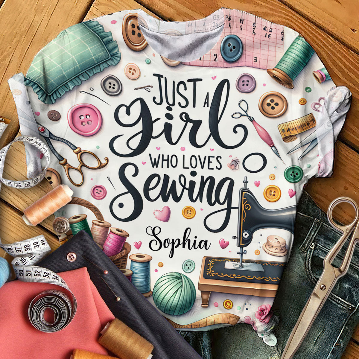 Just A Girl Who Loves Sewing - Personalized Sewing All Over Shirt