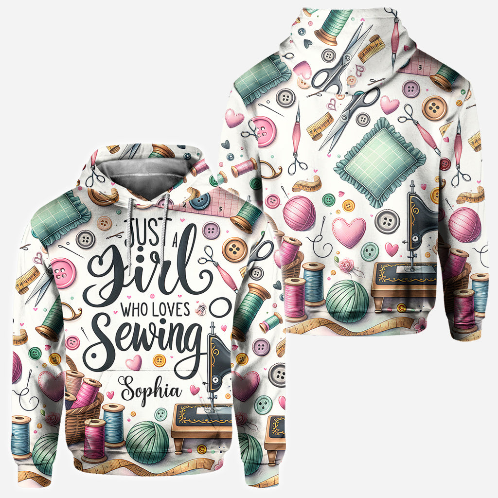Just A Girl Who Loves Sewing - Personalized Sewing All Over Shirt
