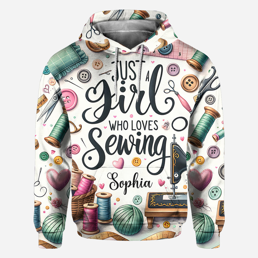 Just A Girl Who Loves Sewing - Personalized Sewing All Over Shirt