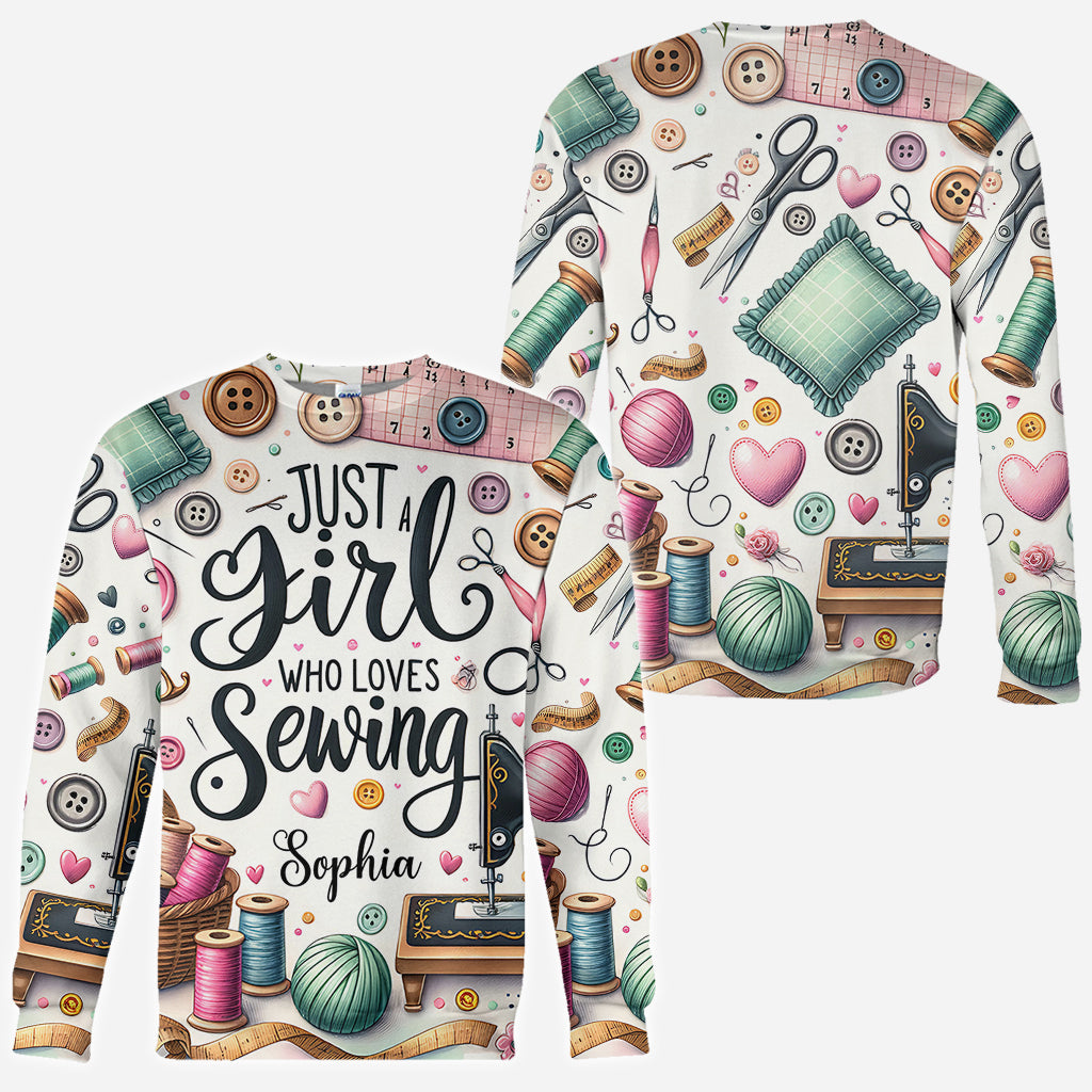 Just A Girl Who Loves Sewing - Personalized Sewing All Over Shirt