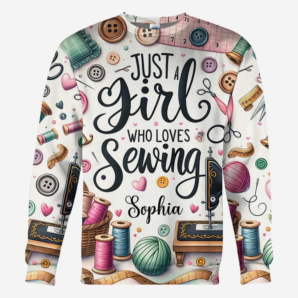 Just A Girl Who Loves Sewing - Personalized Sewing All Over Shirt