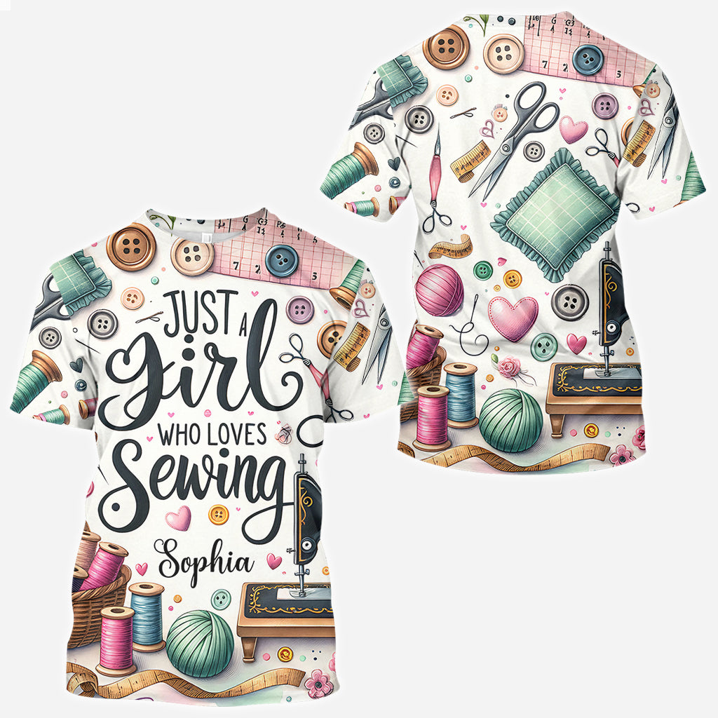 Just A Girl Who Loves Sewing - Personalized Sewing All Over Shirt