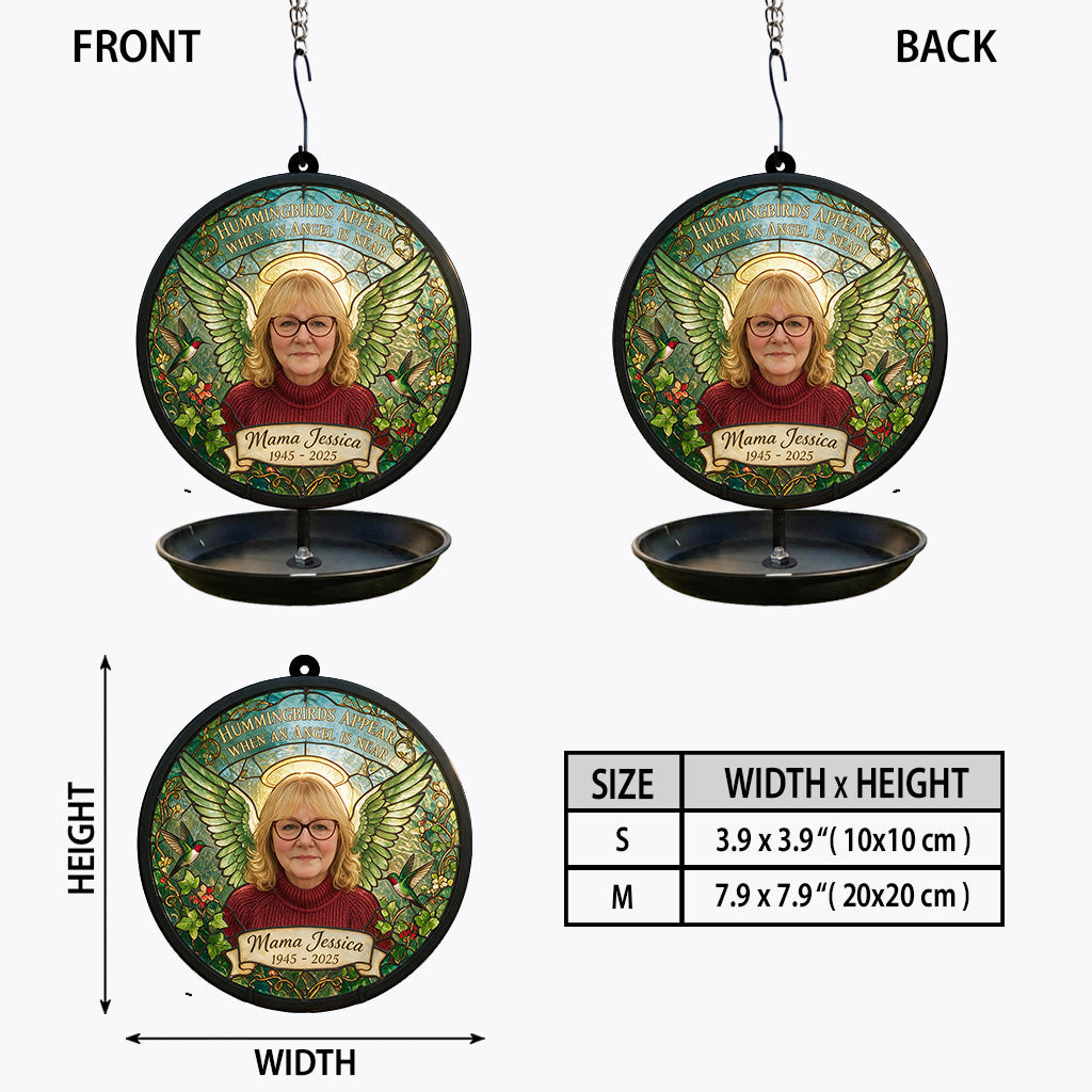 Hummingbirds Appear When An Angle Is Near - Personalized Memorial Bird Feeder/ Bath