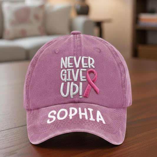 Never Give Up - Personalized Breast Cancer Awareness Classic Cap