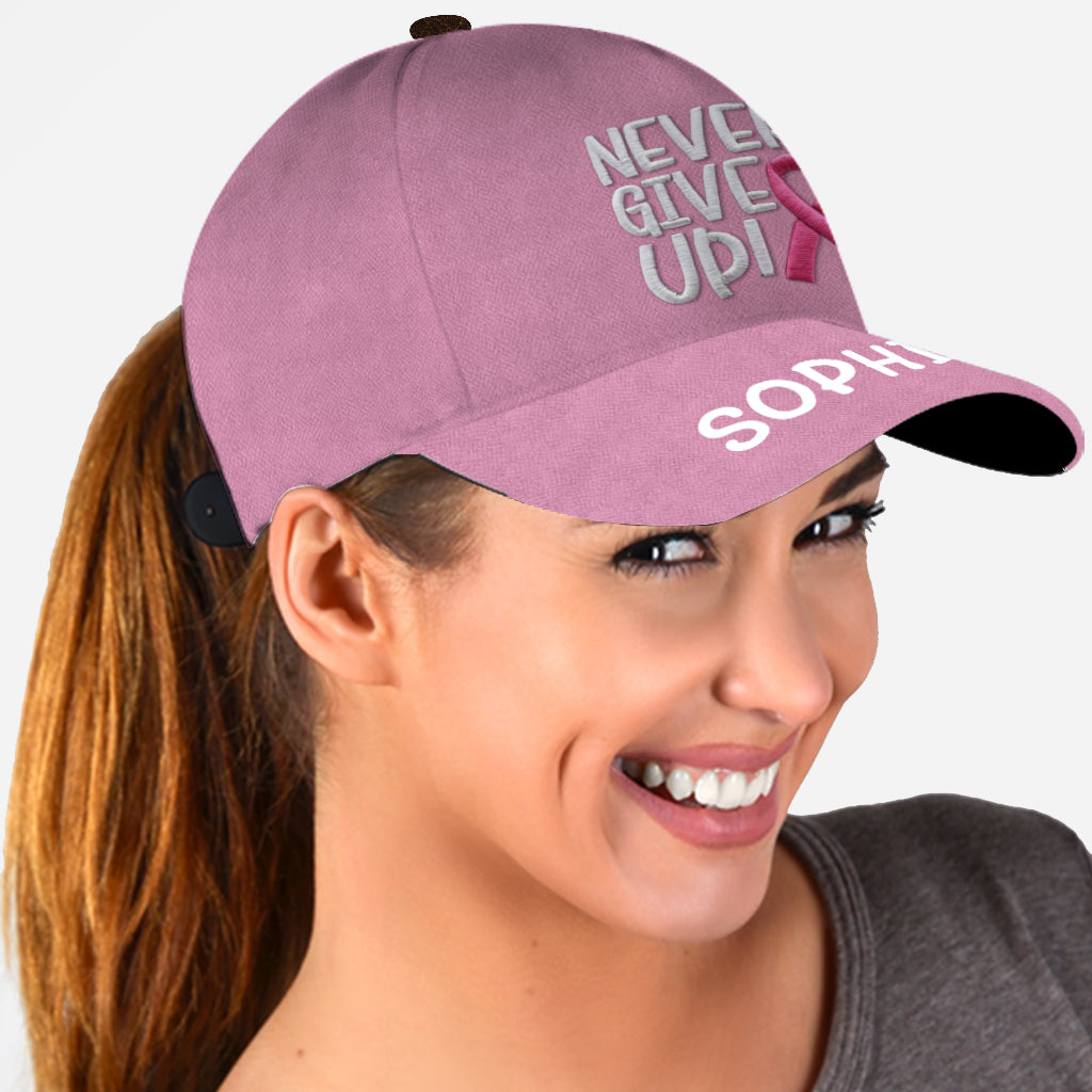Never Give Up - Personalized Breast Cancer Awareness Classic Cap