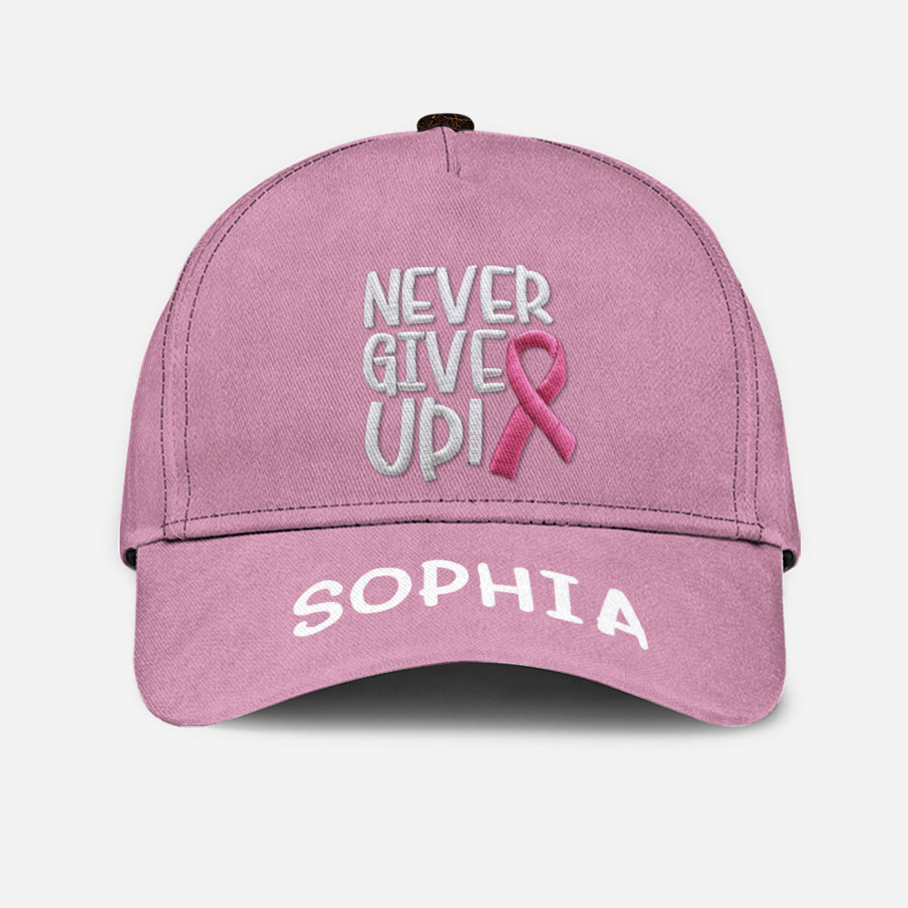 Never Give Up - Personalized Breast Cancer Awareness Classic Cap