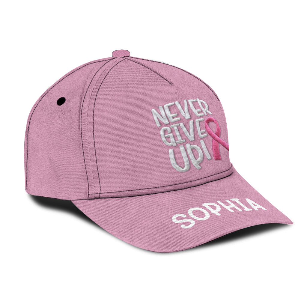 Never Give Up - Personalized Breast Cancer Awareness Classic Cap