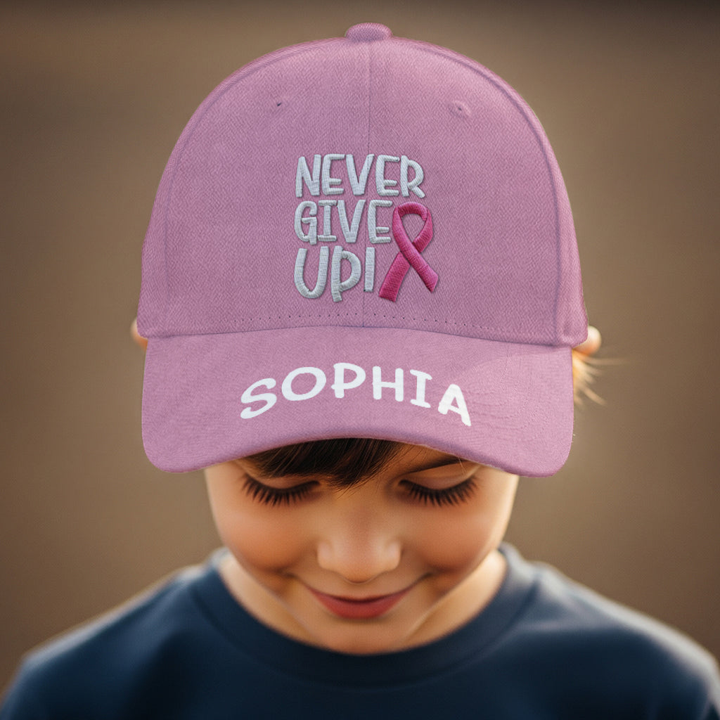 Never Give Up - Personalized Breast Cancer Awareness Classic Cap