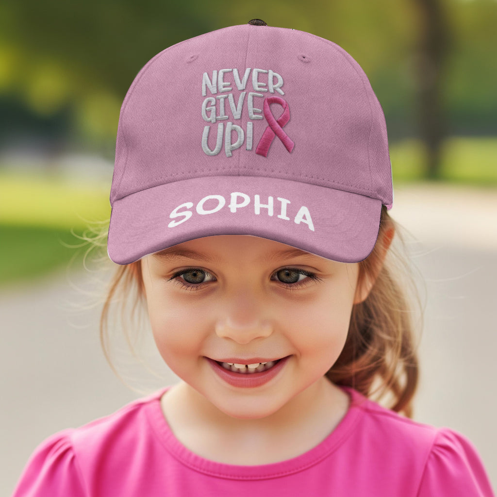 Never Give Up - Personalized Breast Cancer Awareness Classic Cap