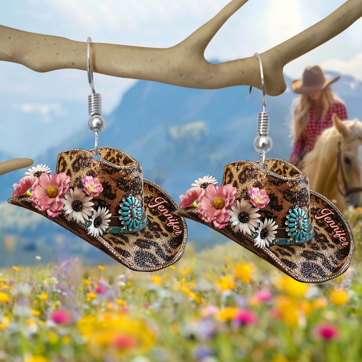 Cowgirl Hat - Personalized Cowgirl Earrings