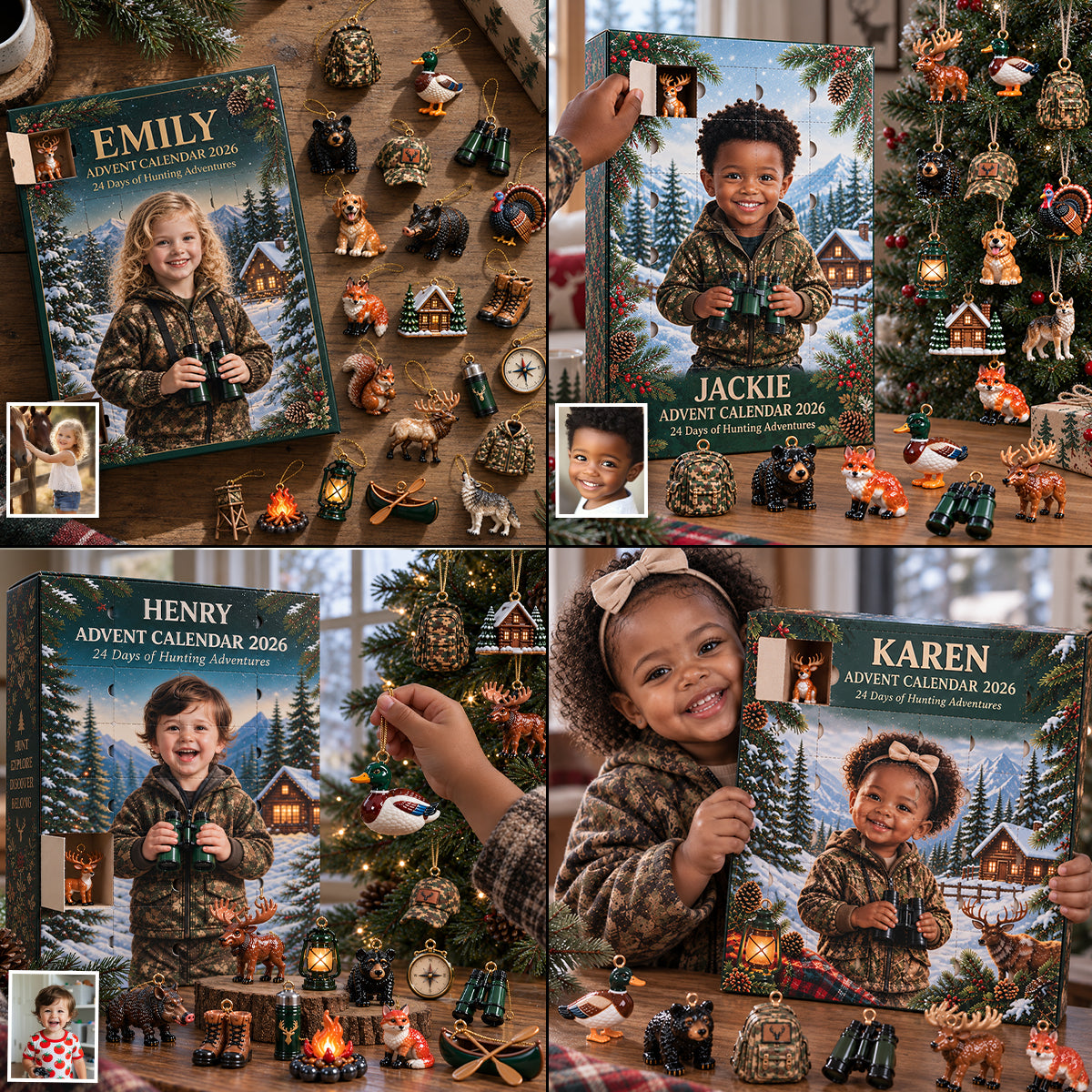 24 Days of Hunting Adventures - Personalized Hunting Advent Calendar With 3D Collectibles