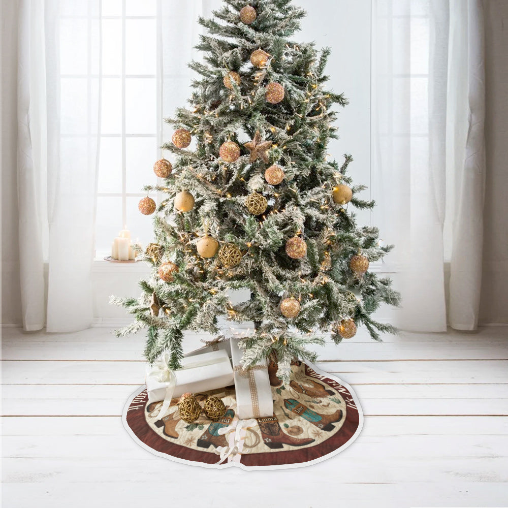 Gift For Western Family, Cowboys, Cowgirls - Personalized Family Tree Skirt