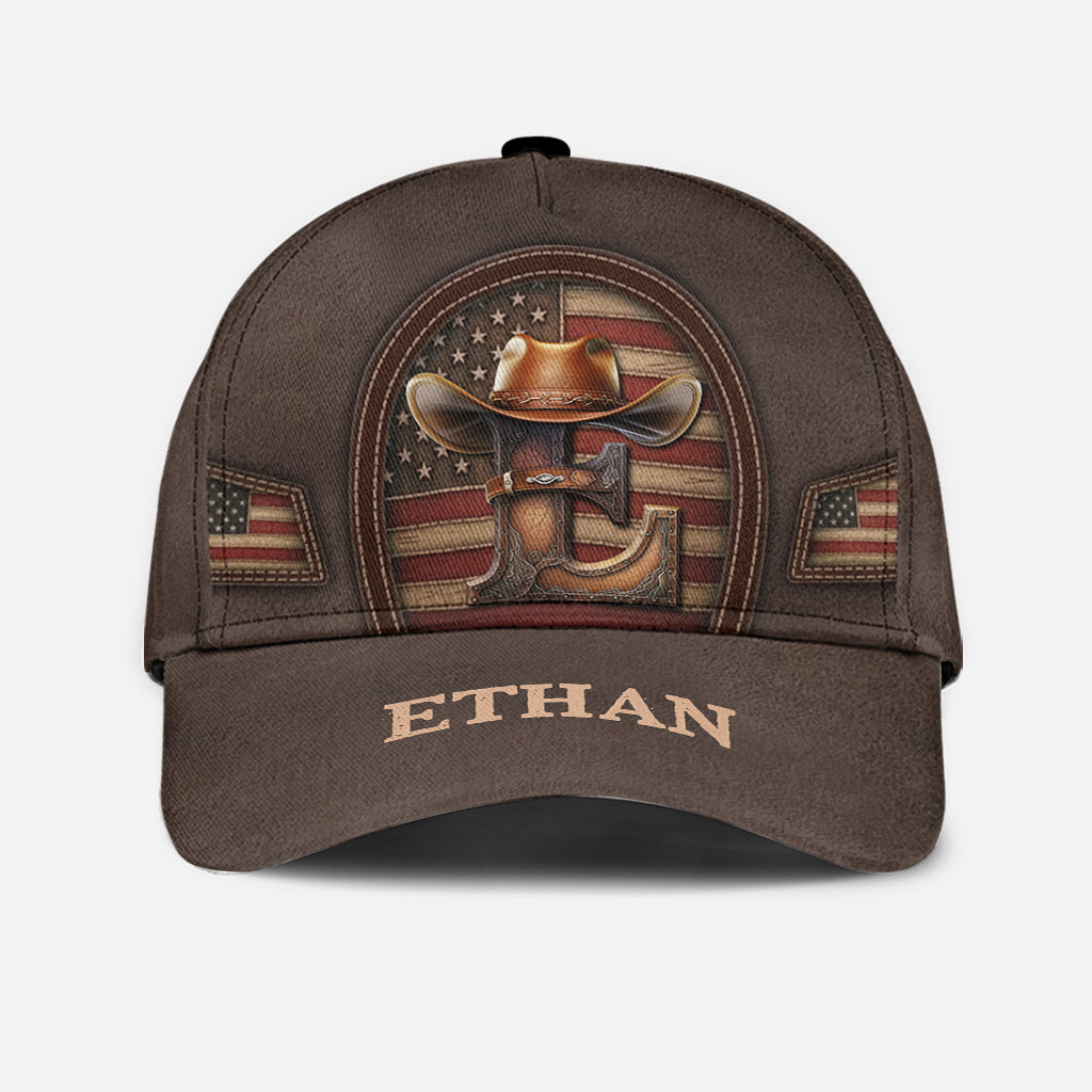 Cowboy Initial Customize - Personalized Western Outfit Classic Cap