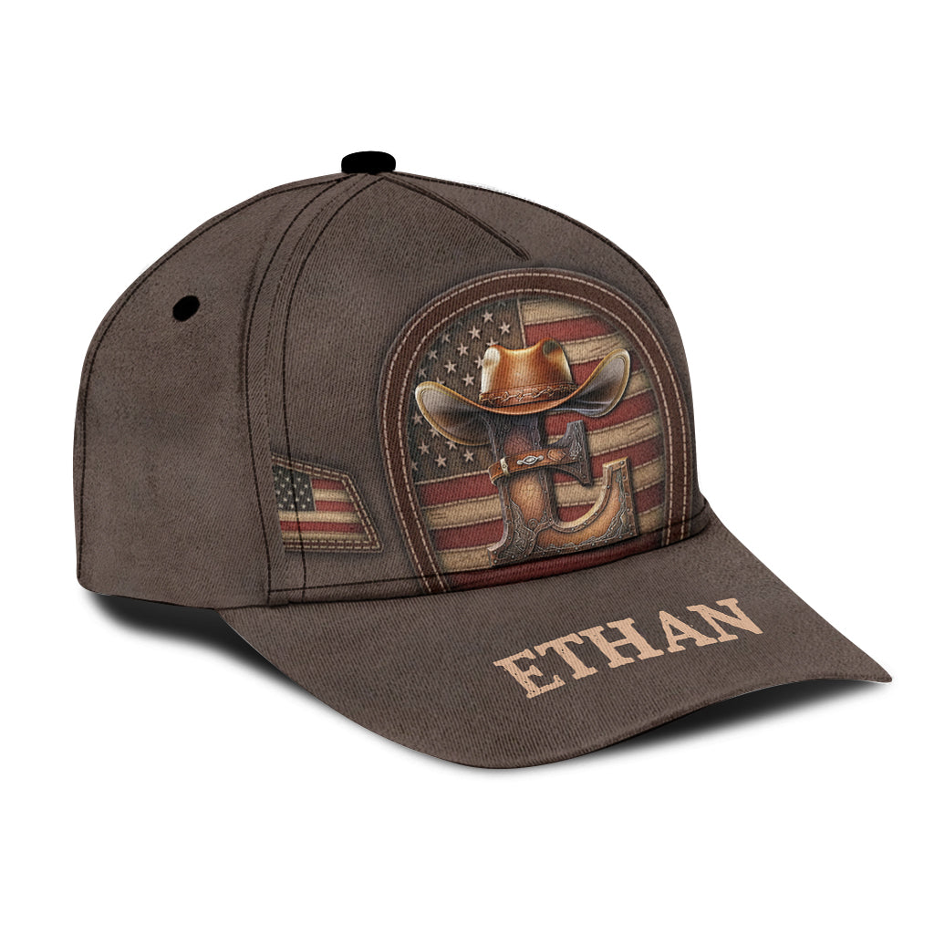 Cowboy Initial Customize - Personalized Western Outfit Classic Cap