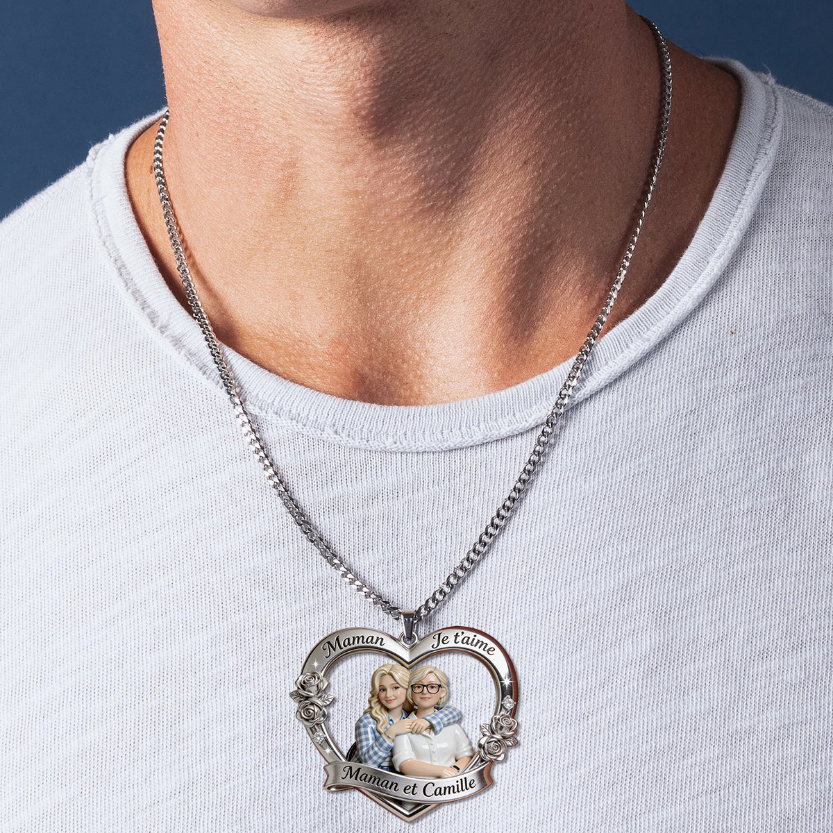 Maman Je t'aime - Collier Personnalisé Avec Pendentif En Métal En Forme De Mère