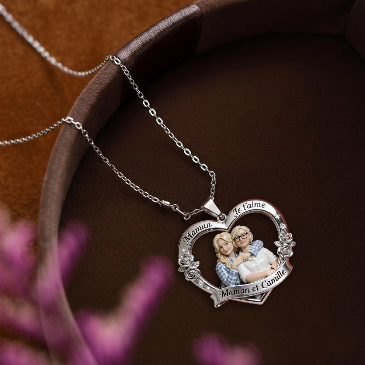 Maman Je t'aime - Collier Personnalisé Avec Pendentif En Métal En Forme De Mère