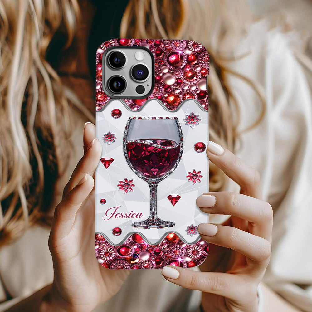 Une fille qui aime le vin - Coque de téléphone personnalisée avec impression intégrale sur le thème du vin